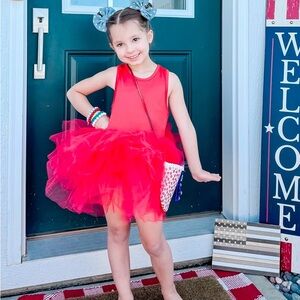 Red Dance Tutu Costume with Sleeveless Leotard